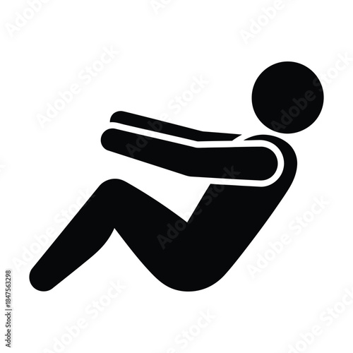 Sit-up abdominal exercise silhouette with figure