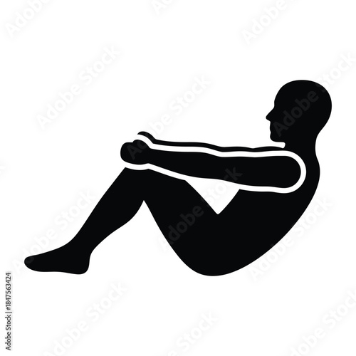 Crunch abdominal exercise silhouette of a man