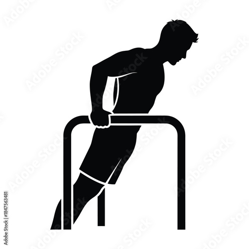 Dip tricep exercise silhouette of a male athlete