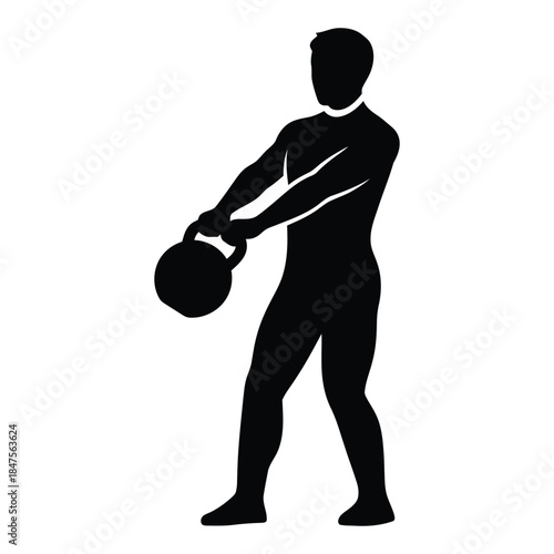 Kettlebell swing exercise silhouette of a man