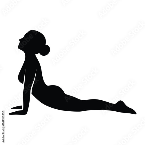 Yoga cobra pose silhouette of a woman
