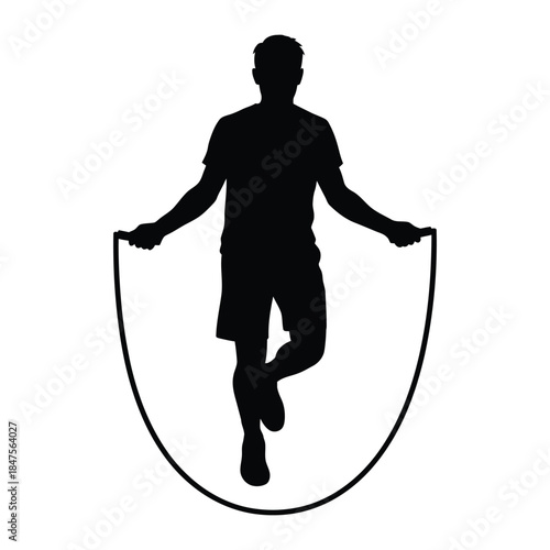 Jump rope cardio workout silhouette of a man