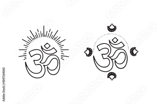 Set of Om Spirituality Peace Vector Tattoo Designs 