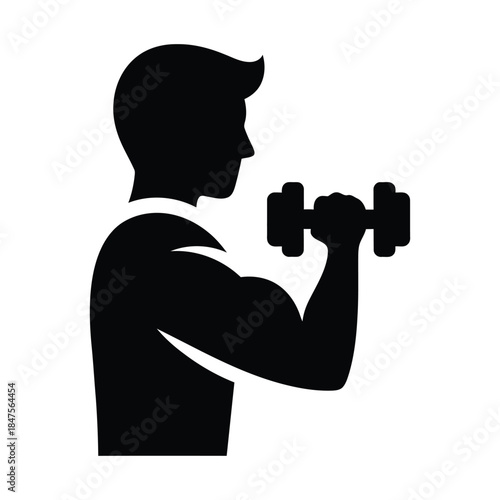 Bicep curl arm dumbbell silhouette icon