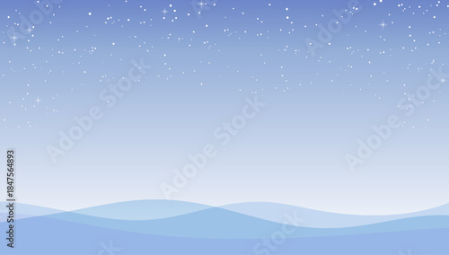 星が輝く夜空と青のグラデーション背景｜星空、夜、冬、空、背景、抽象、グラデーション、波、余白、ベクター