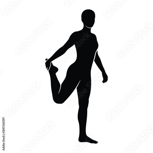 Quadricep stretch exercise silhouette of a woman