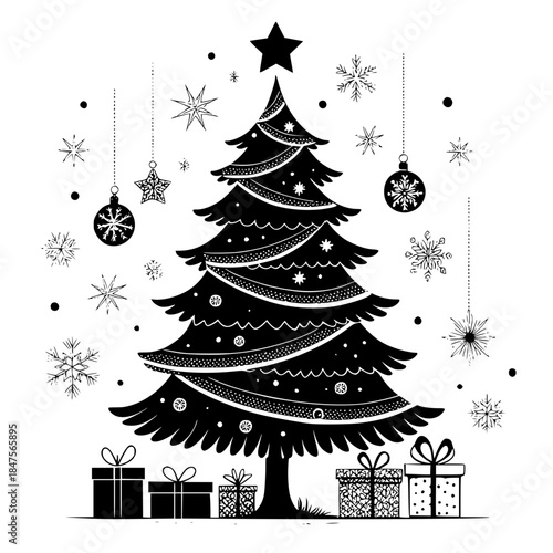 christmas tree with snowflakes