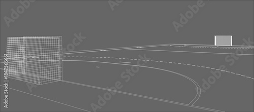 Three Dimensional Handball Court Schematic Drawing in Isometric Projection