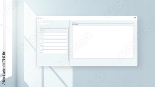 Minimalist Blank White Computer Monitor on Wall