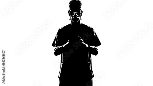 Doctor in medical scrubs with transparent background