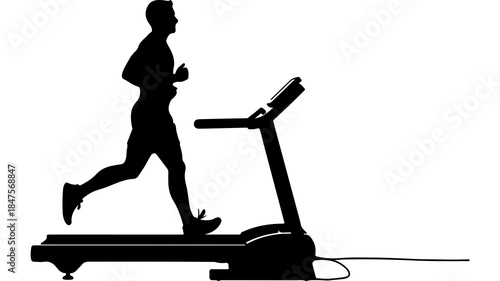 Man running on treadmill with transparent background