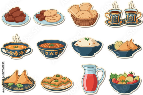 Delicious Middle Eastern Food Vector Graphic Illustration