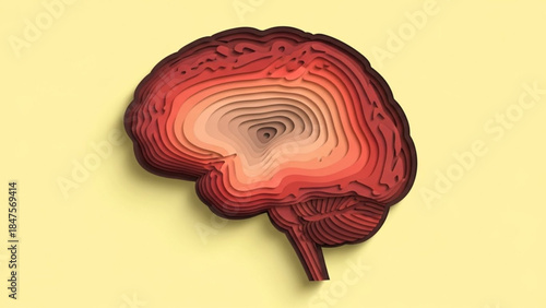 World Brain Day Creative Illustration of a Layered Brain Concept in Scientific Graphic Art