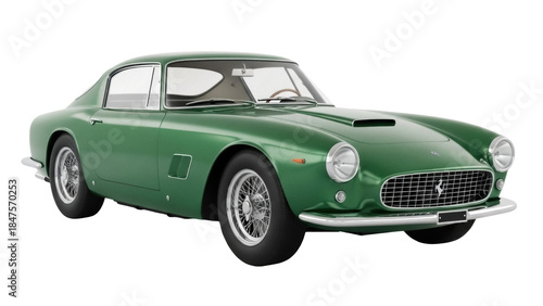 Photos Isolated classic green sports car with vintage design and style, luxury Italian