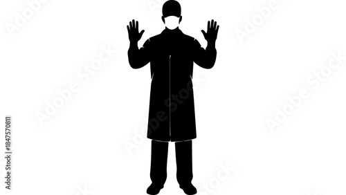 Medical professional wearing protective gear with transparent background