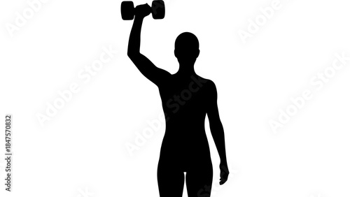 Woman lifting dumbbell with transparent background