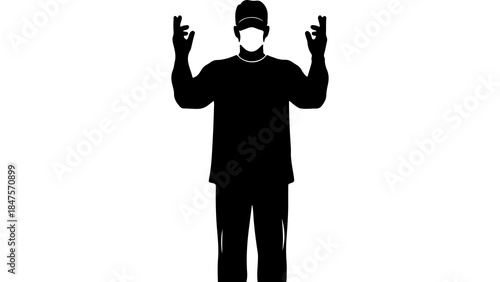 Man wearing face mask gesturing with transparent background
