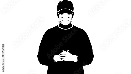 Surgeon in protective wear with transparent background