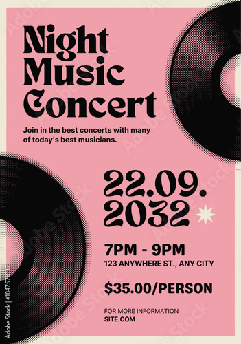 Vibrant night music concert with records and event details