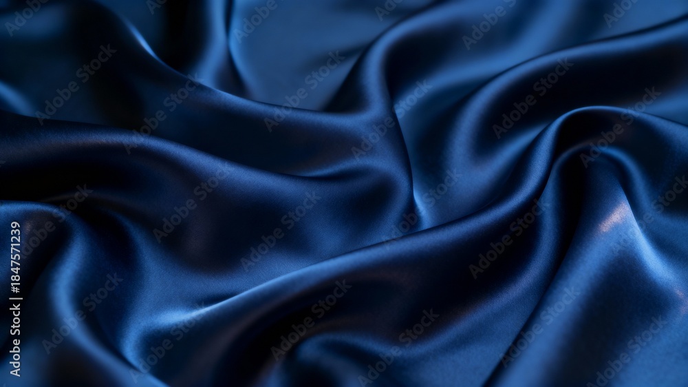 Fototapeta premium Abstract background dark blue silk satin texture in navy color with elegant atmosphere soft wavy folds smooth fabric surface creating luxurious backdrop with ample space for modern design projects vis