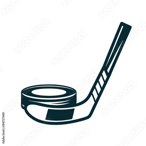 Ice Hockey Stick and Puck Vector Icon Illustration