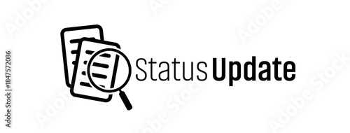 status update sign on white background