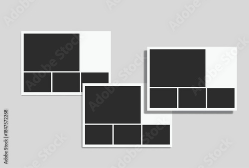 Vector Retro photo booth strips and instant film frames with blank placeholders. Minimalist vintage snapshot mockup templates for photography layouts, scrapbooking, and social media memories.