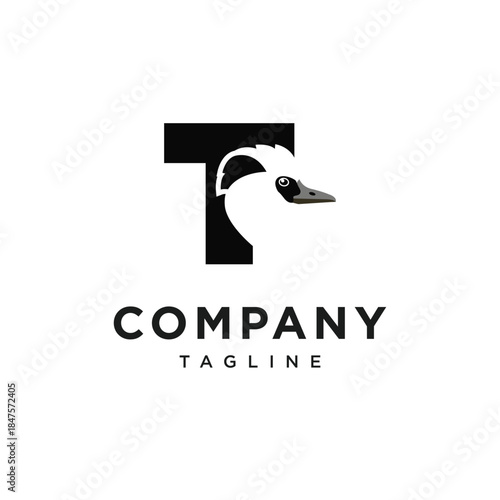 Letter T Smew Duck Logo Icon Vector