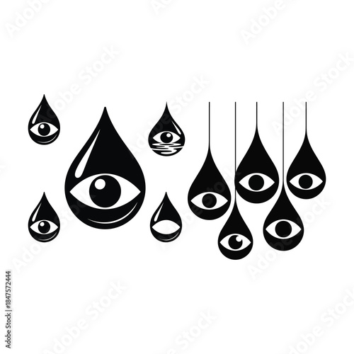 Eye Reflected Inside a Water Drop Silhouette illustration.
