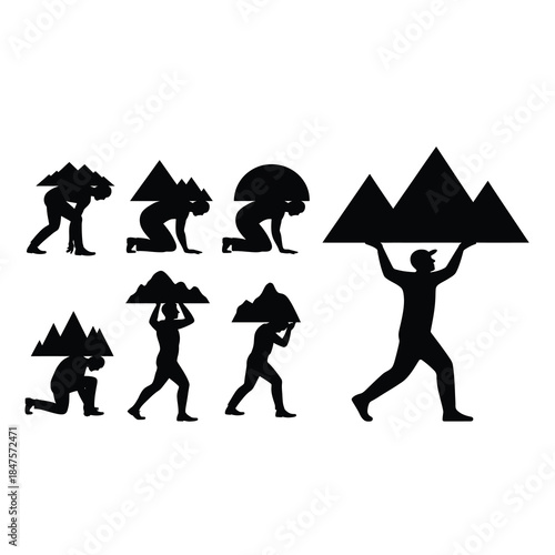  Human Figure Carrying a Mountain Silhouette design.