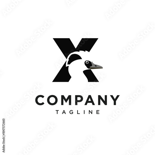 Letter X Smew Duck Logo Icon Vector