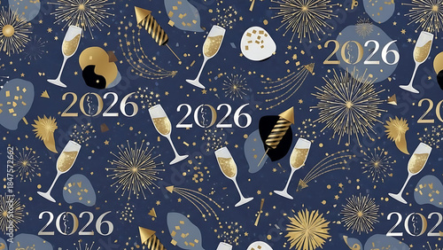 New Year 2026 festive pattern design for wrapping paper
