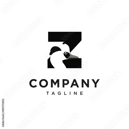 Letter Z Smew Duck Logo Icon Vector