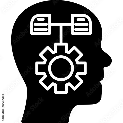 Logical Thinking Head with Gear Icon