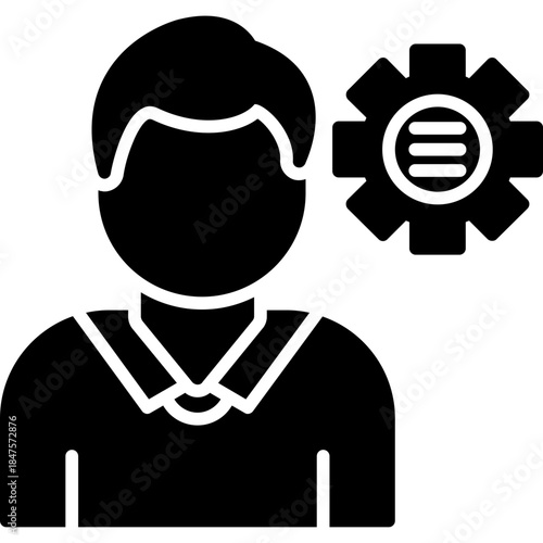 Analytical Thinking Person with Gear Icon