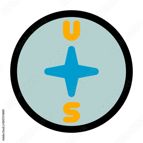 Compass symbol with north south east west indicators