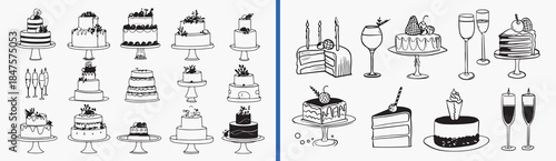 cake illustration vector, bakery dessert artwork, sweet cake drawing, pastry illustration design, celebration cake vector, bakery food illustration, cake clipart collection, dessert artwork vector, fo