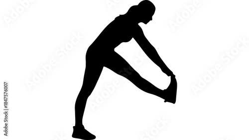 Woman stretching leg with transparent background