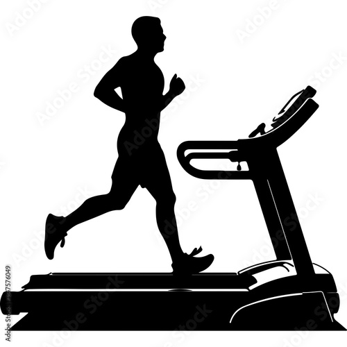 Man running on treadmill with transparent background