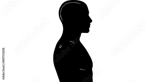 Male profile silhouette with transparent background