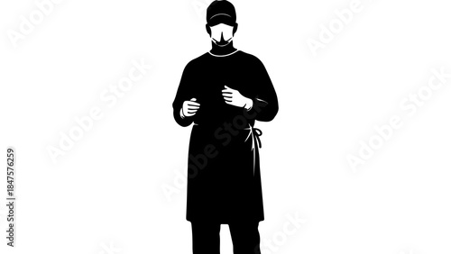 Surgeon in scrubs with transparent background