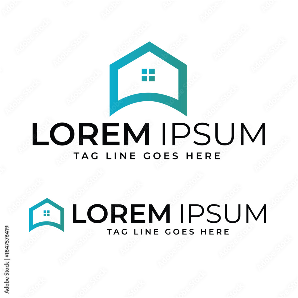 Fototapeta premium Modern Turquoise House Logo for Real Estate Company, Property Developer and Home Services Vector