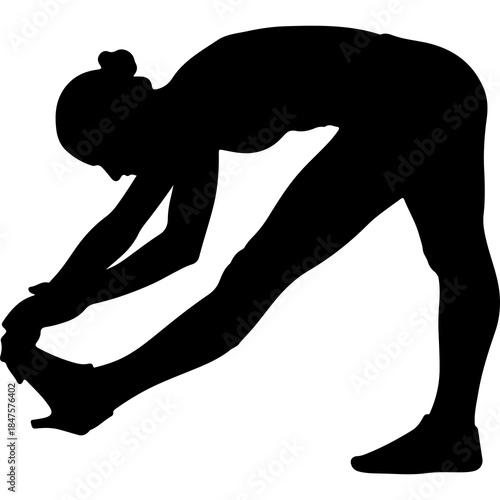 Woman stretching exercise silhouette with transparent background