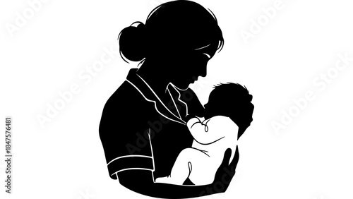 Mother holding baby with transparent background