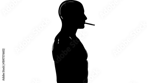 Man smoking pipe with transparent background