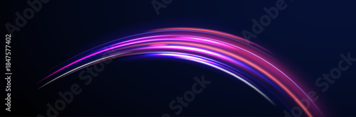 Light motion streak line blur dynamic futuristic highway city.
