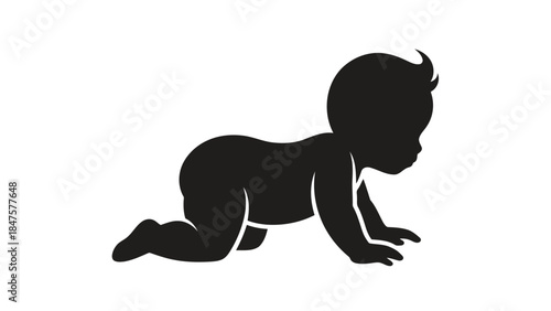 Vector illustration of silhouette of a crawling baby
