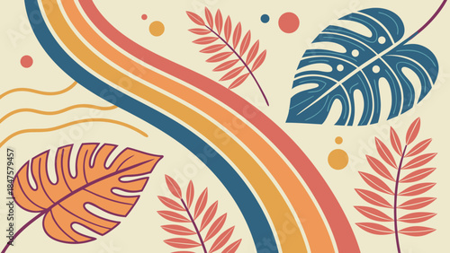 Vibrant Abstract Background with Fluid Geometric Shapes and Multi-Colored Mosaic Pattern