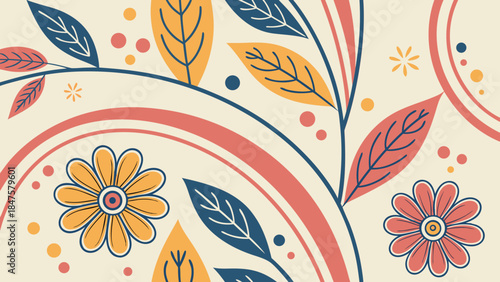 Vibrant Abstract Background with Fluid Geometric Shapes and Multi-Colored Mosaic Pattern