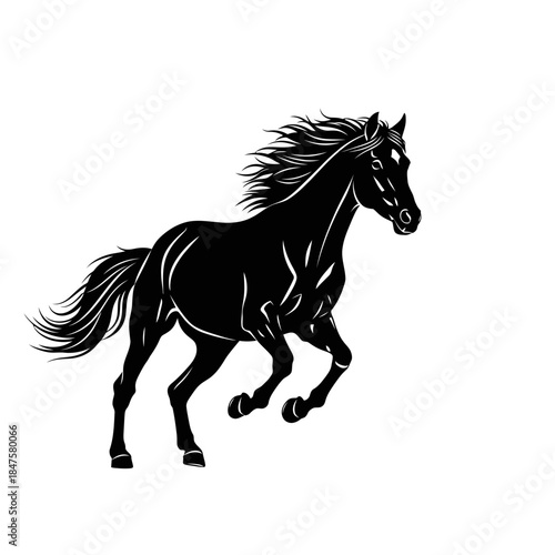 Running horse silhouette, freedom and speed concept ideal for equestrian themes and dynamic branding